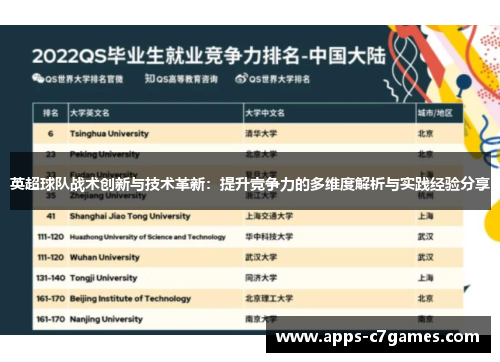 英超球队战术创新与技术革新：提升竞争力的多维度解析与实践经验分享